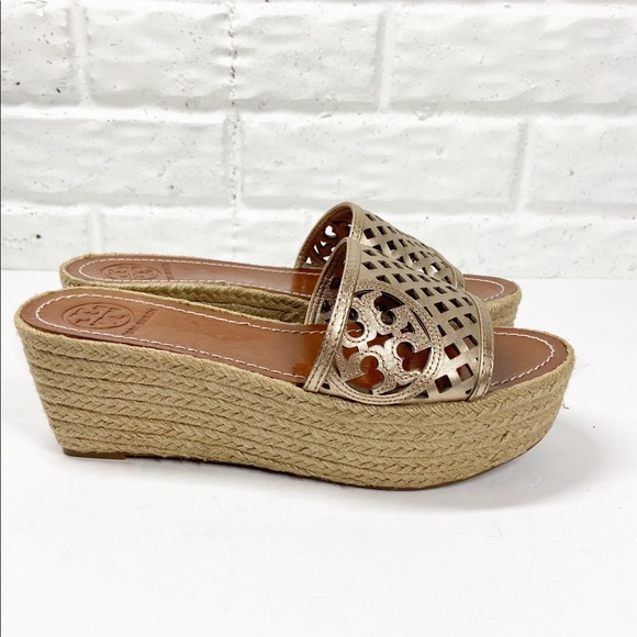TORY BURCH Perforated Leather Espadrilles wedge